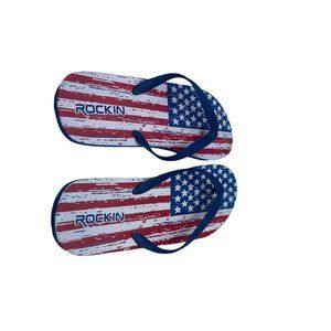 Rockin Patriotic American Flag Flip Flops Men Sz 11.5 EUC